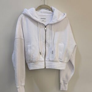 Abercrombie & Fitch White Cropped Hoodie sweatshirt